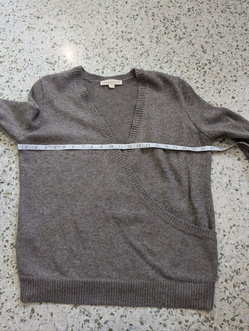Lovestitch Gray Wrap-Front V-Neck Sweater - Picture 6 of 7